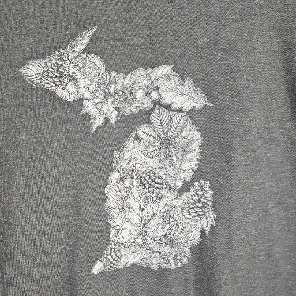 Long Sleeve Gray Fall Leaf State Of Michigan Graphic Tee - Women's - Picture 2 of 4